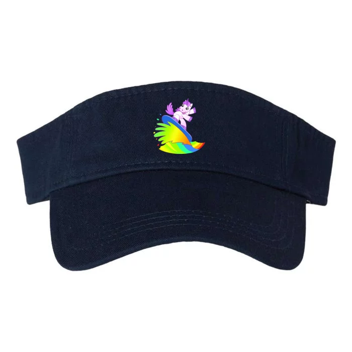 Unicorn Surfing On the Rainbow Valucap Bio-Washed Visor