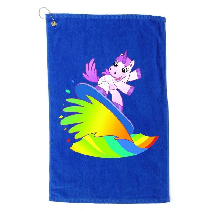 Unicorn Surfing On the Rainbow Platinum Collection Golf Towel