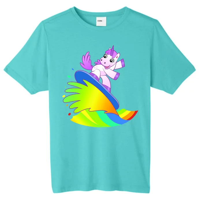 Unicorn Surfing On the Rainbow ChromaSoft Performance T-Shirt