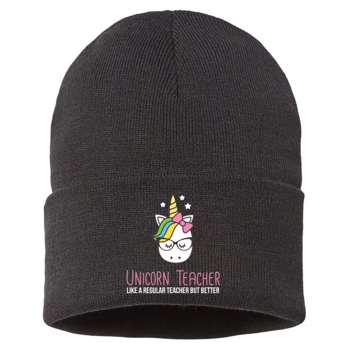 Unicorn Teacher Like A Regular Teacher But Better Sustainable Knit Beanie