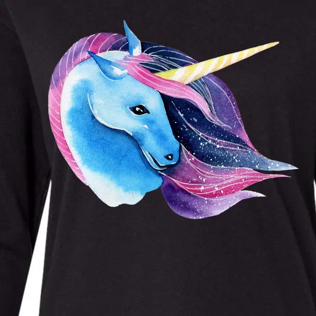 Unicorn Watercolor Womens Cotton Relaxed Long Sleeve T-Shirt