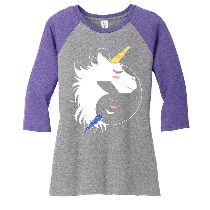 Unicorn Ying Yang Women's Tri-Blend 3/4-Sleeve Raglan Shirt