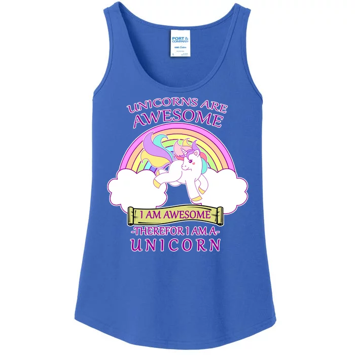 Unicorns Are Awesome Therefor I Am S Unicorn Ladies Essential Tank