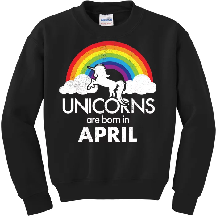 Unicorns Are Born in April Kids Sweatshirt