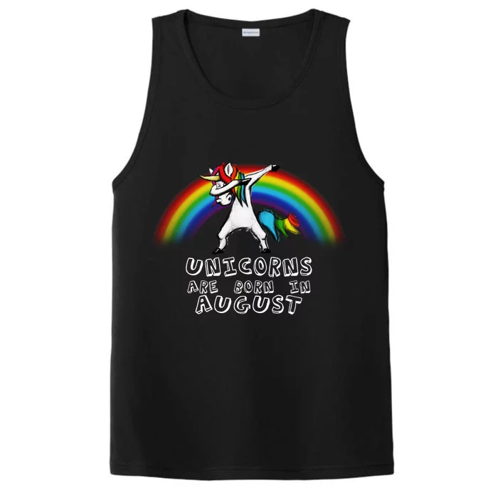 Unicorns are Born in August Birthday Performance Tank