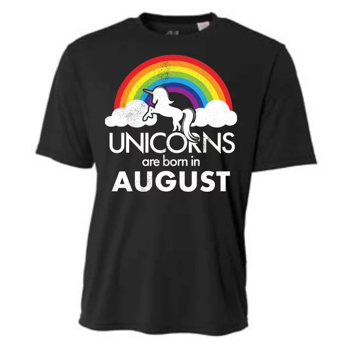 Unicorns Are Born In August Rainbow Retro Cooling Performance Crew T-Shirt