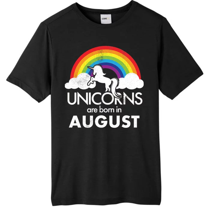 Unicorns Are Born In August Rainbow Retro ChromaSoft Performance T-Shirt