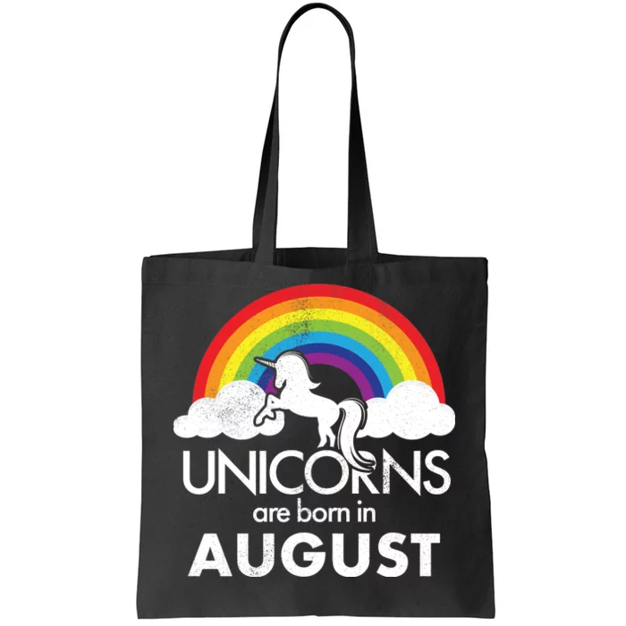 Unicorns Are Born In August Rainbow Retro Tote Bag