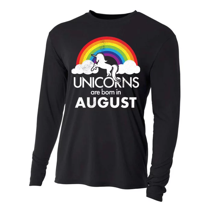 Unicorns Are Born In August Rainbow Retro Cooling Performance Long Sleeve Crew