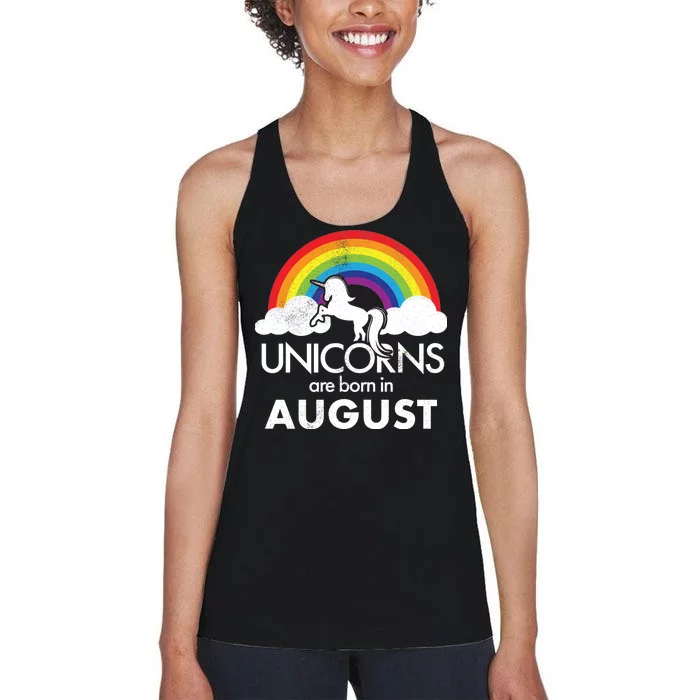 Unicorns Are Born In August Rainbow Retro Women's Racerback Tank