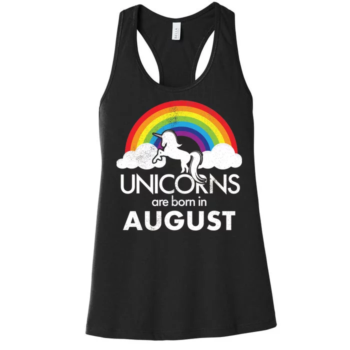 Unicorns Are Born In August Rainbow Retro Women's Racerback Tank