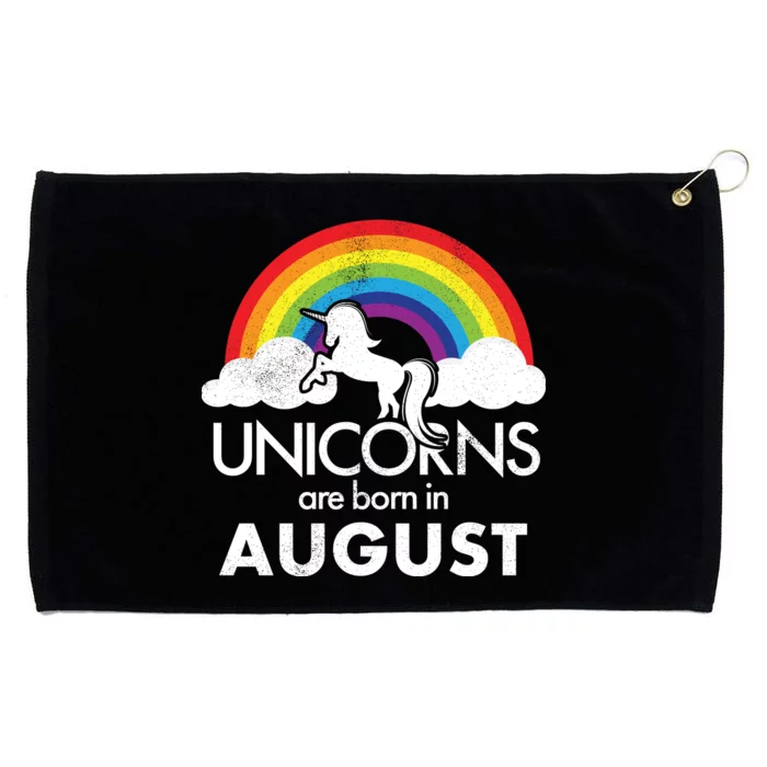 Unicorns Are Born In August Rainbow Retro Grommeted Golf Towel