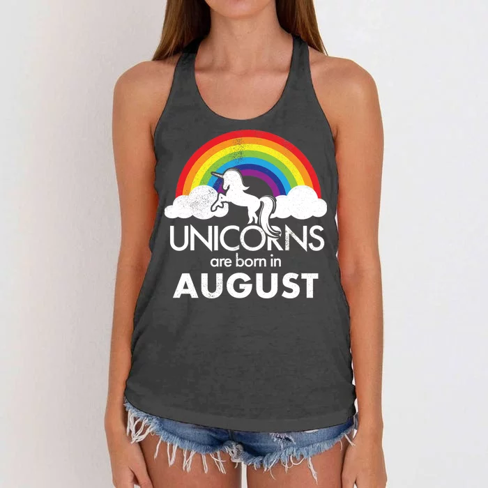 Unicorns Are Born In August Rainbow Retro Women's Knotted Racerback Tank