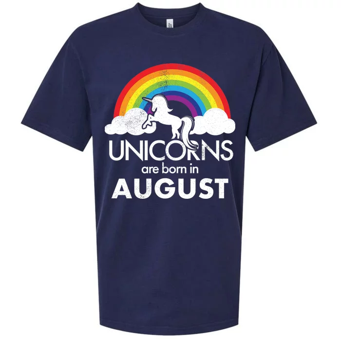 Unicorns Are Born In August Rainbow Retro Sueded Cloud Jersey T-Shirt