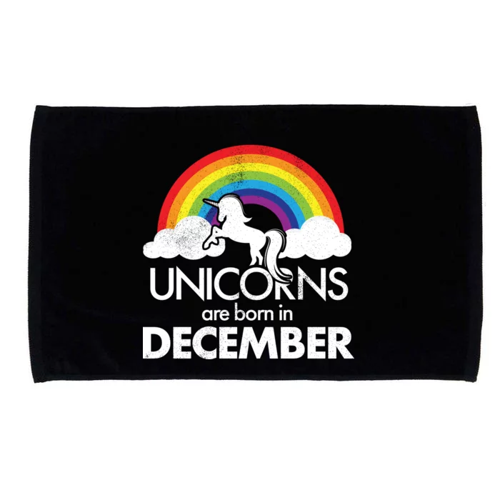 Unicorns Are Born In December Rainbow Retro Microfiber Hand Towel