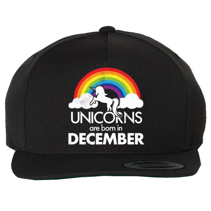 Unicorns Are Born In December Rainbow Retro Wool Snapback Cap