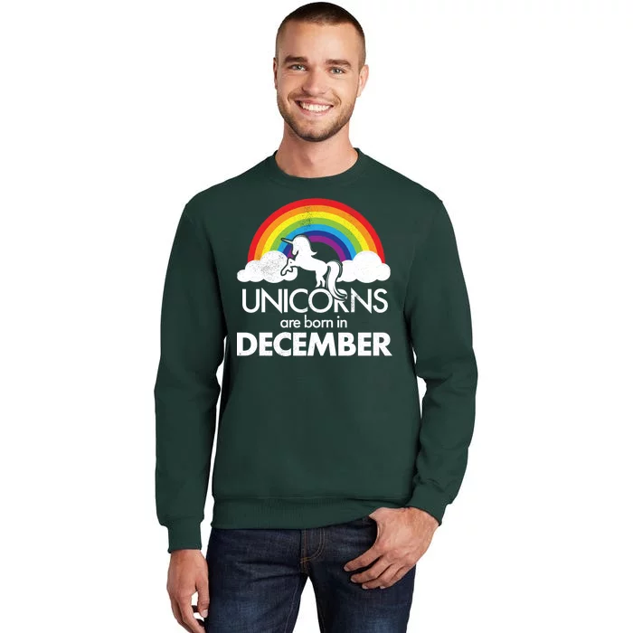 Unicorns Are Born In December Rainbow Retro Sweatshirt