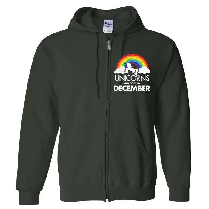 Unicorns Are Born In December Rainbow Retro Full Zip Hoodie