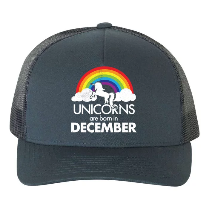 Unicorns Are Born In December Rainbow Retro Yupoong Adult 5-Panel Trucker Hat