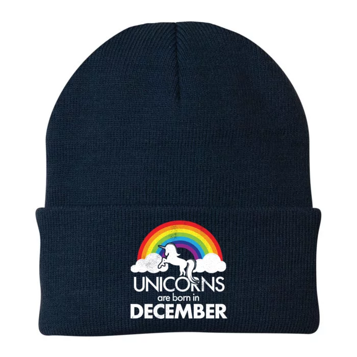 Unicorns Are Born In December Rainbow Retro Knit Cap Winter Beanie