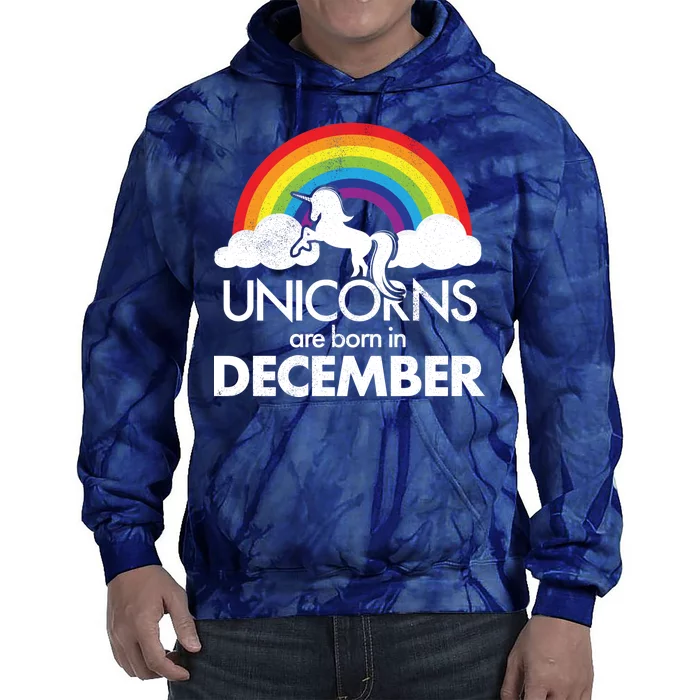 Unicorns Are Born In December Rainbow Retro Tie Dye Hoodie