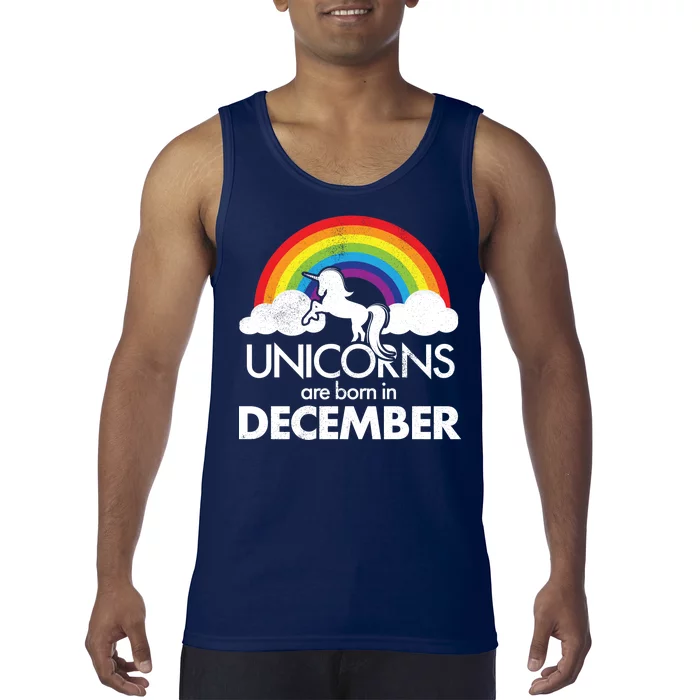 Unicorns Are Born In December Rainbow Retro Tank Top