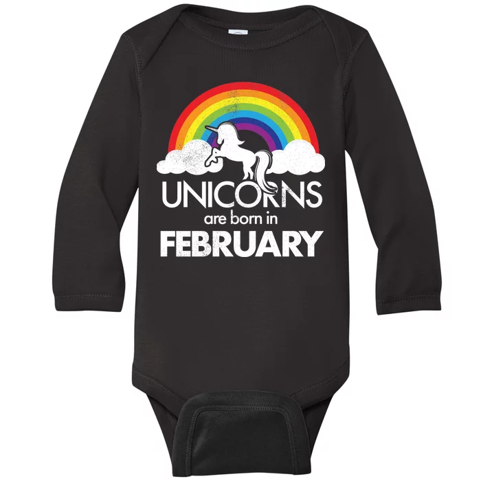 Unicorns Are Born in February Baby Long Sleeve Bodysuit