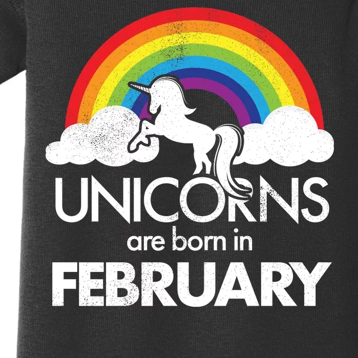 Unicorns Are Born in February Baby Bodysuit