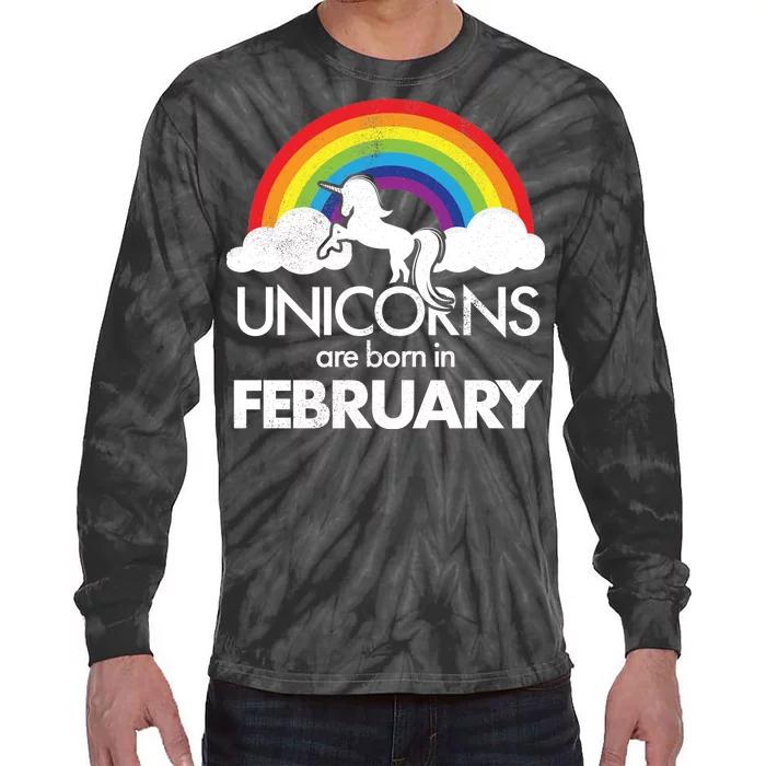 Unicorns Are Born in February Tie-Dye Long Sleeve Shirt