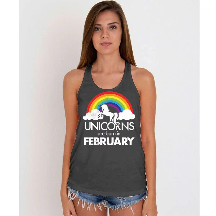 Unicorns Are Born in February Women's Knotted Racerback Tank