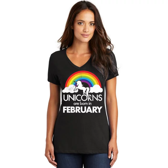 Unicorns Are Born in February Women's V-Neck T-Shirt