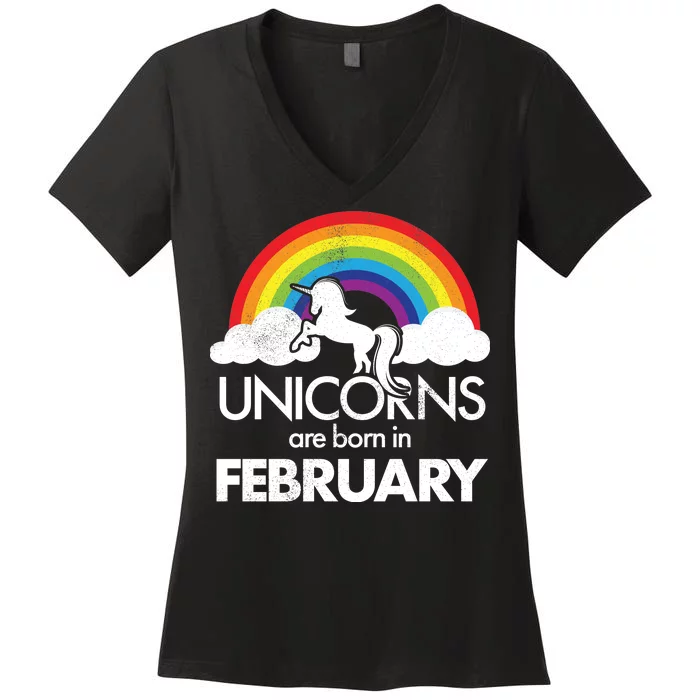 Unicorns Are Born in February Women's V-Neck T-Shirt