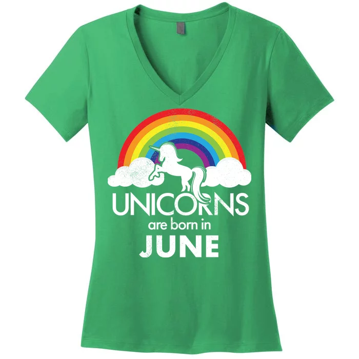 Unicorns Are Born in June Women's V-Neck T-Shirt