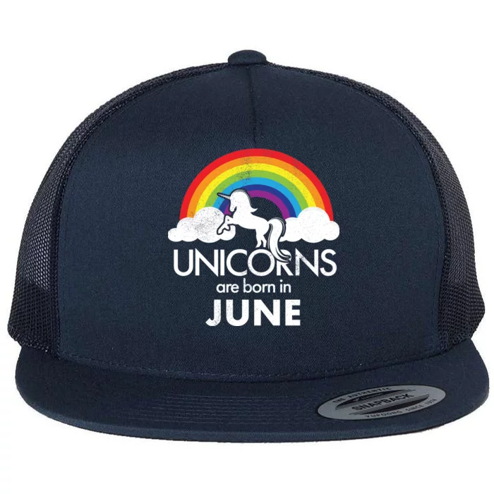 Unicorns Are Born in June Flat Bill Trucker Hat