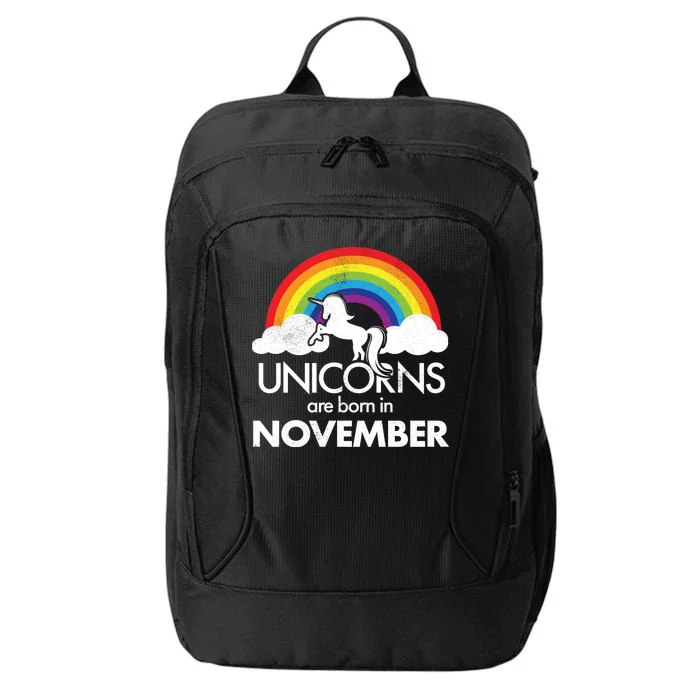 Unicorns Are Born In November Rainbow Retro City Backpack