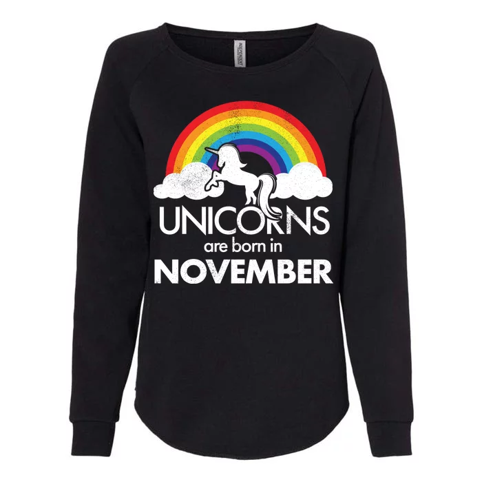 Unicorns Are Born In November Rainbow Retro Womens California Wash Sweatshirt