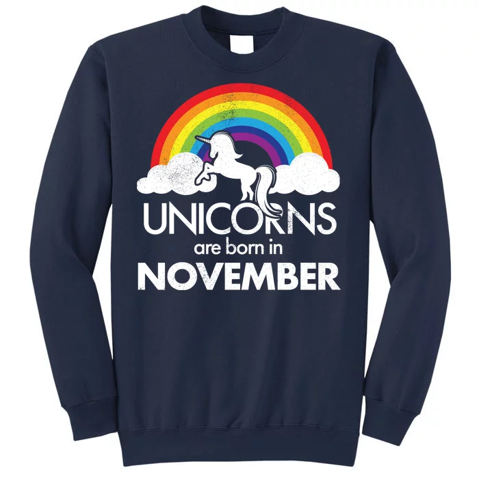 Unicorns Are Born In November Rainbow Retro Sweatshirt