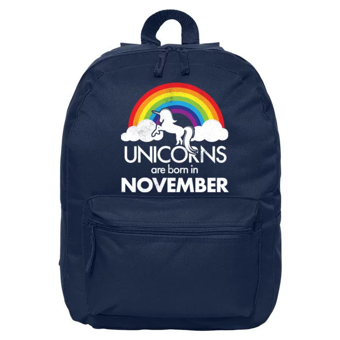 Unicorns Are Born In November Rainbow Retro 16 in Basic Backpack