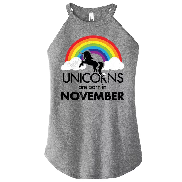 Unicorns Are Born In November Rainbow Retro Women’s Perfect Tri Rocker Tank