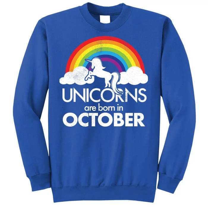 Unicorns Are Born In October Rainbow Retro Sweatshirt