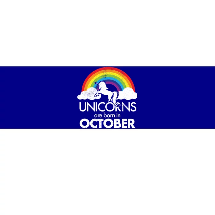 Unicorns Are Born In October Rainbow Retro Bumper Sticker