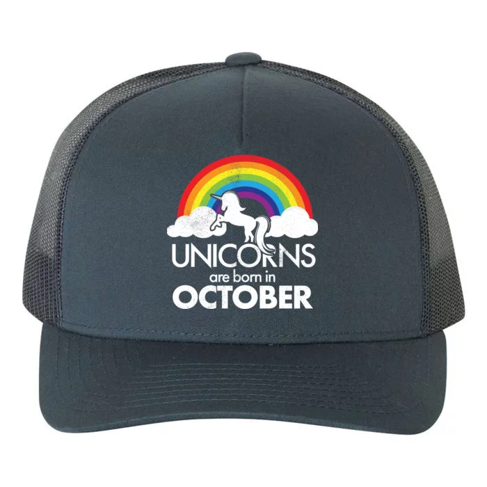 Unicorns Are Born In October Rainbow Retro Yupoong Adult 5-Panel Trucker Hat