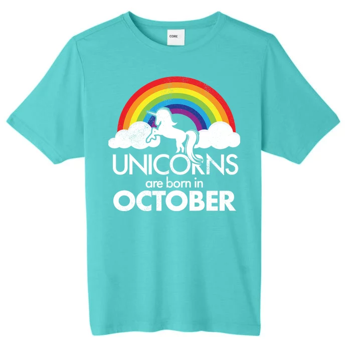 Unicorns Are Born In October Rainbow Retro ChromaSoft Performance T-Shirt