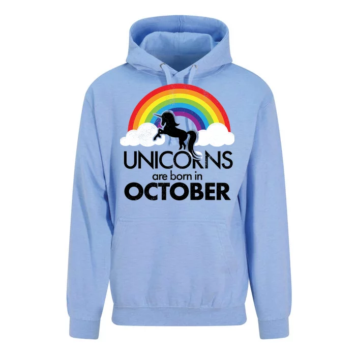 Unicorns Are Born In October Rainbow Retro Unisex Surf Hoodie