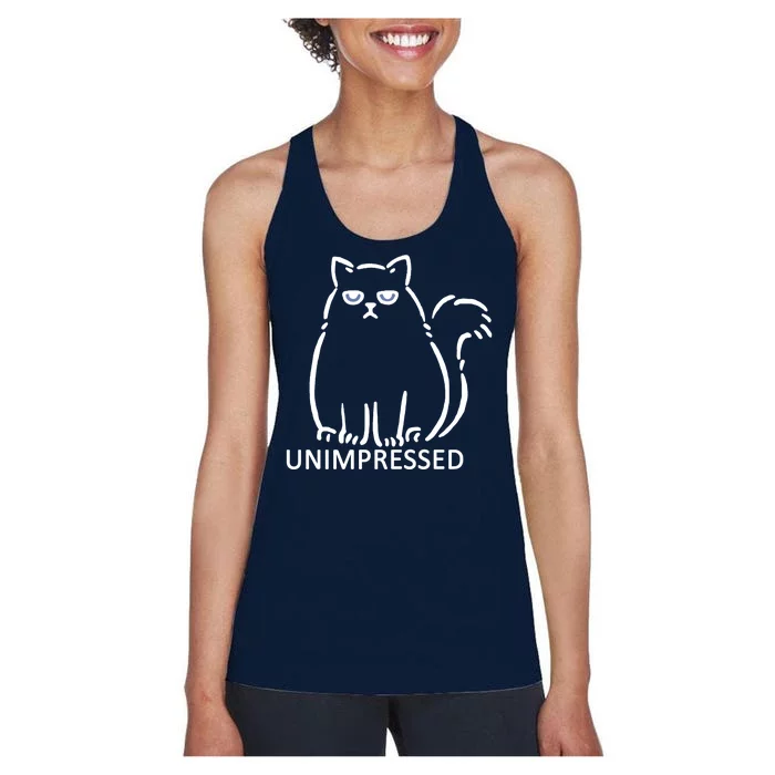 Unimpressed Funny Angry Cat Women's Racerback Tank