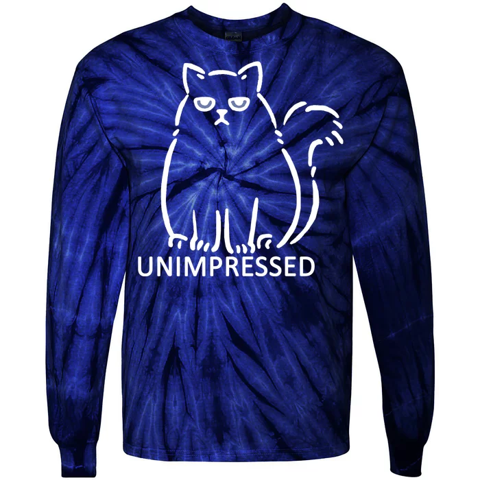 Unimpressed Funny Angry Cat Tie-Dye Long Sleeve Shirt