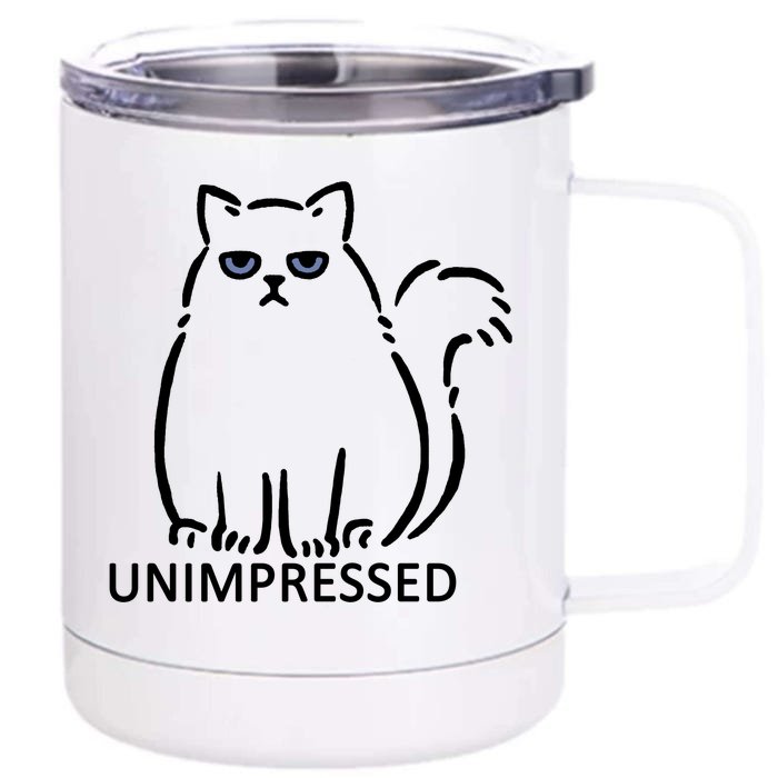 Unimpressed Funny Angry Cat Front & Back 12oz Stainless Steel Tumbler Cup