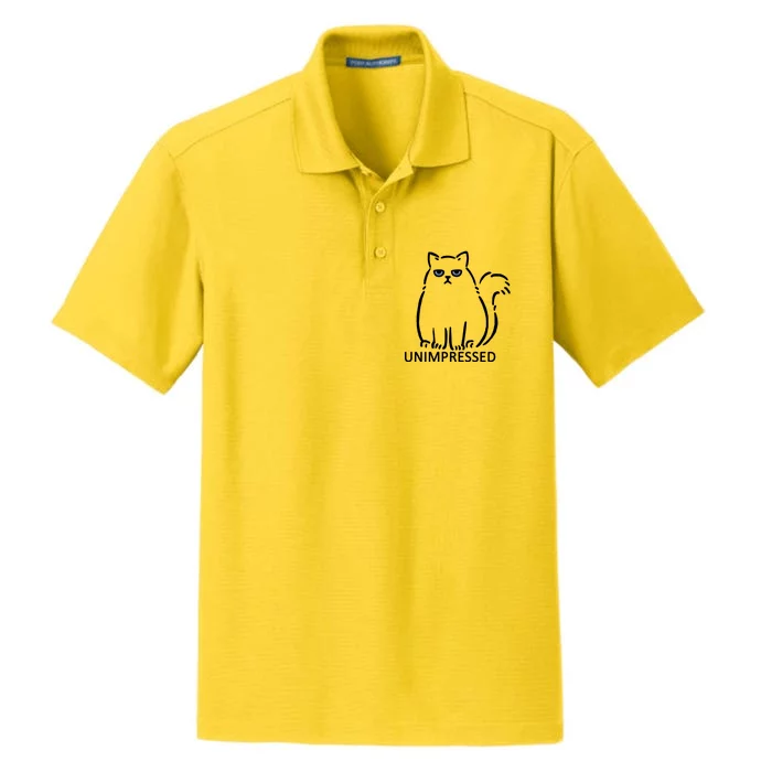 Unimpressed Funny Angry Cat Dry Zone Grid Performance Polo