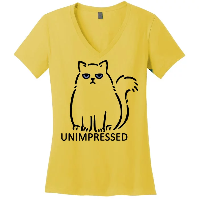 Unimpressed Funny Angry Cat Women's V-Neck T-Shirt