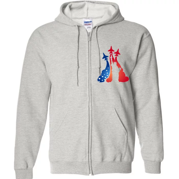 United States Air Force Jets Statue Of Liberty Full Zip Hoodie